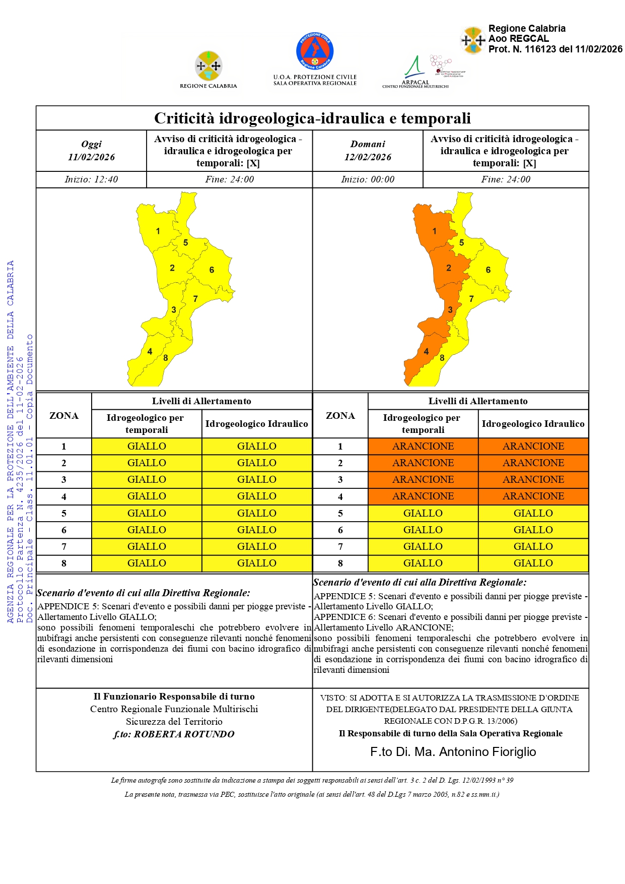 AVVISO DI ALLERTA METEO ARANCIONE - DOMANI  12 FEBBRAIO 2026 – RACCOMANDAZIONI