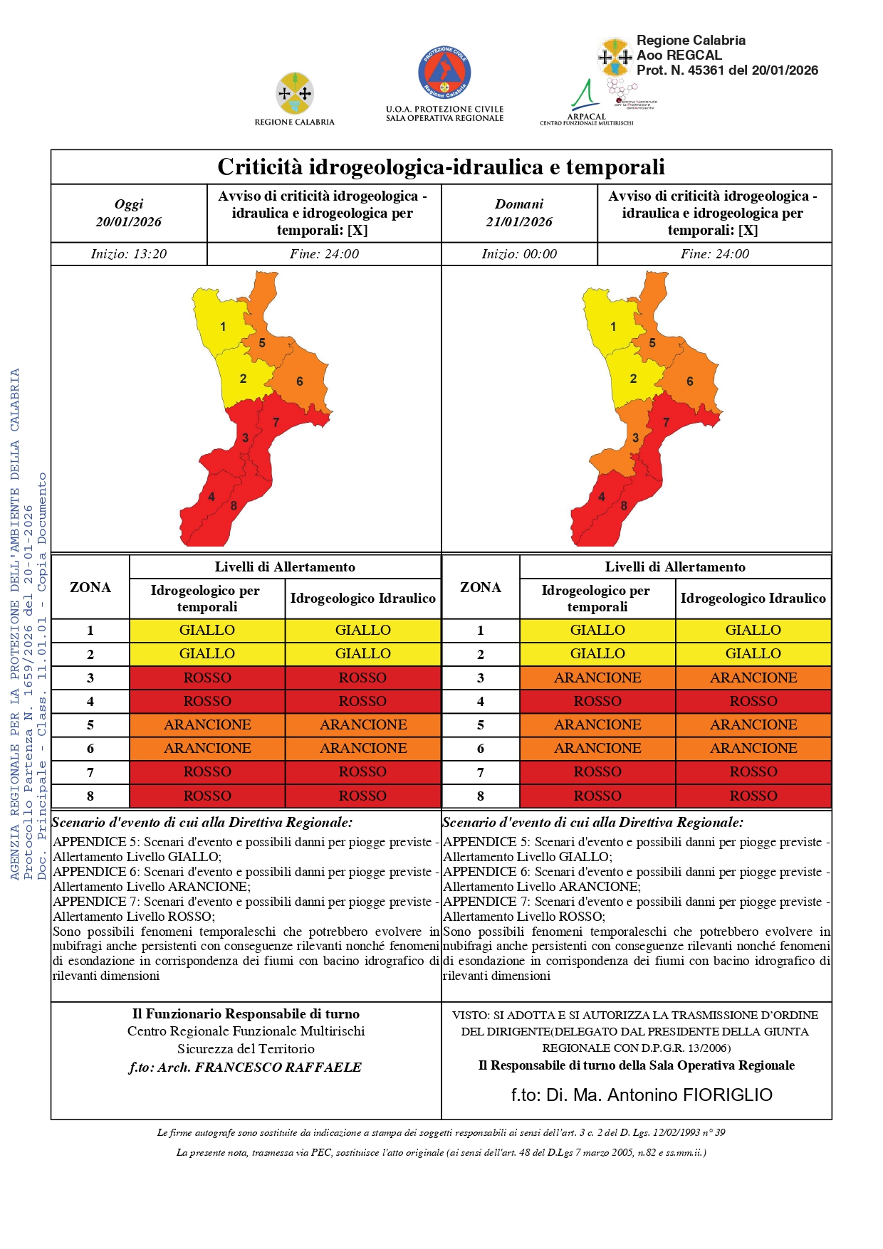 AVVISO DI ALLERTA METEO ARANCIONE - DOMANI 21 GENNAIO 2026 