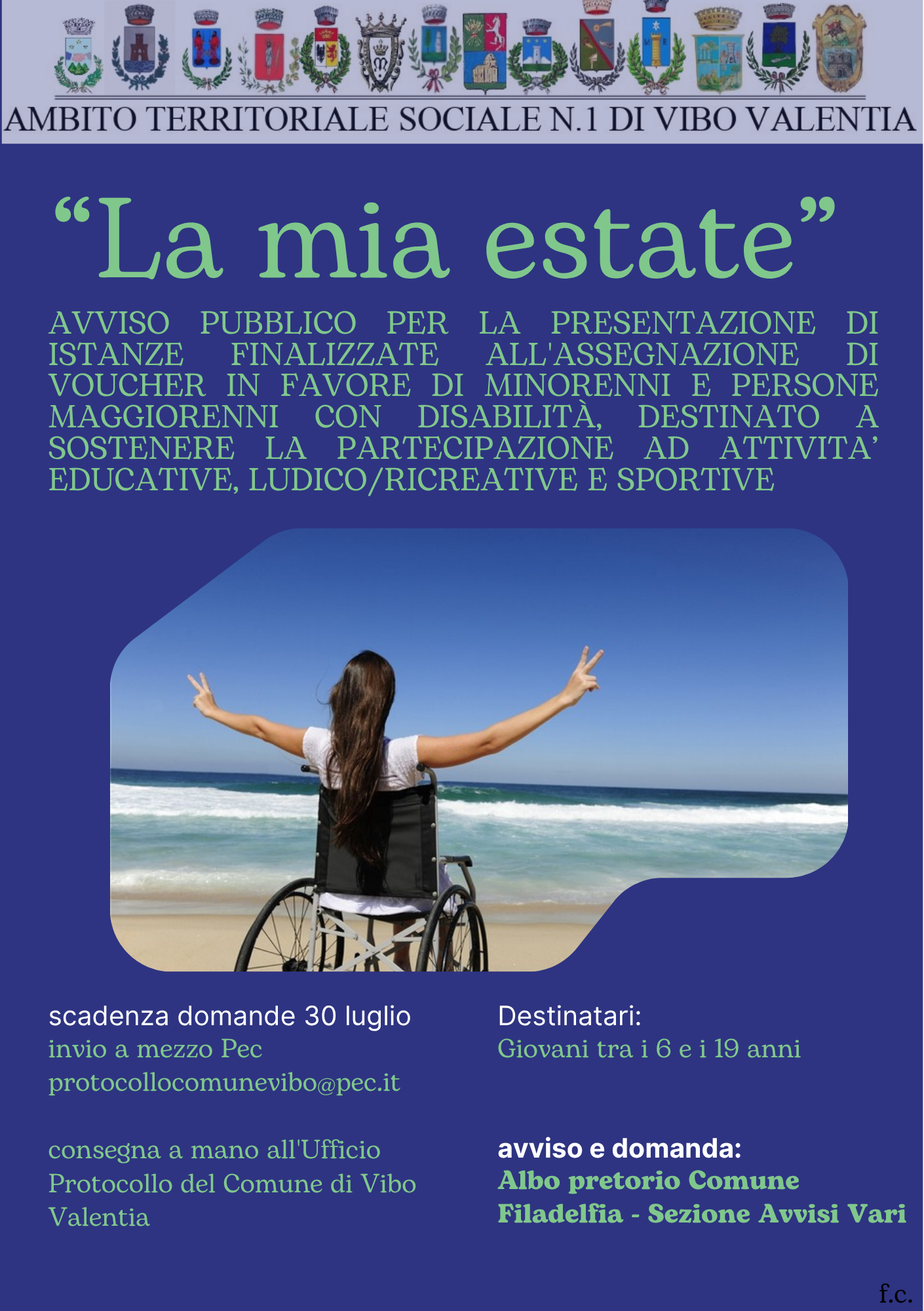 AVVISO PUBBLICO PER LA PRESENTAZIONE DI ISTANZE FINALIZZATE ALL'ASSEGNAZIONE DI VOUCHER IN FAVORE DI MINORENNI E PERSONE MAGGIORENNI CON DISABILITÀ