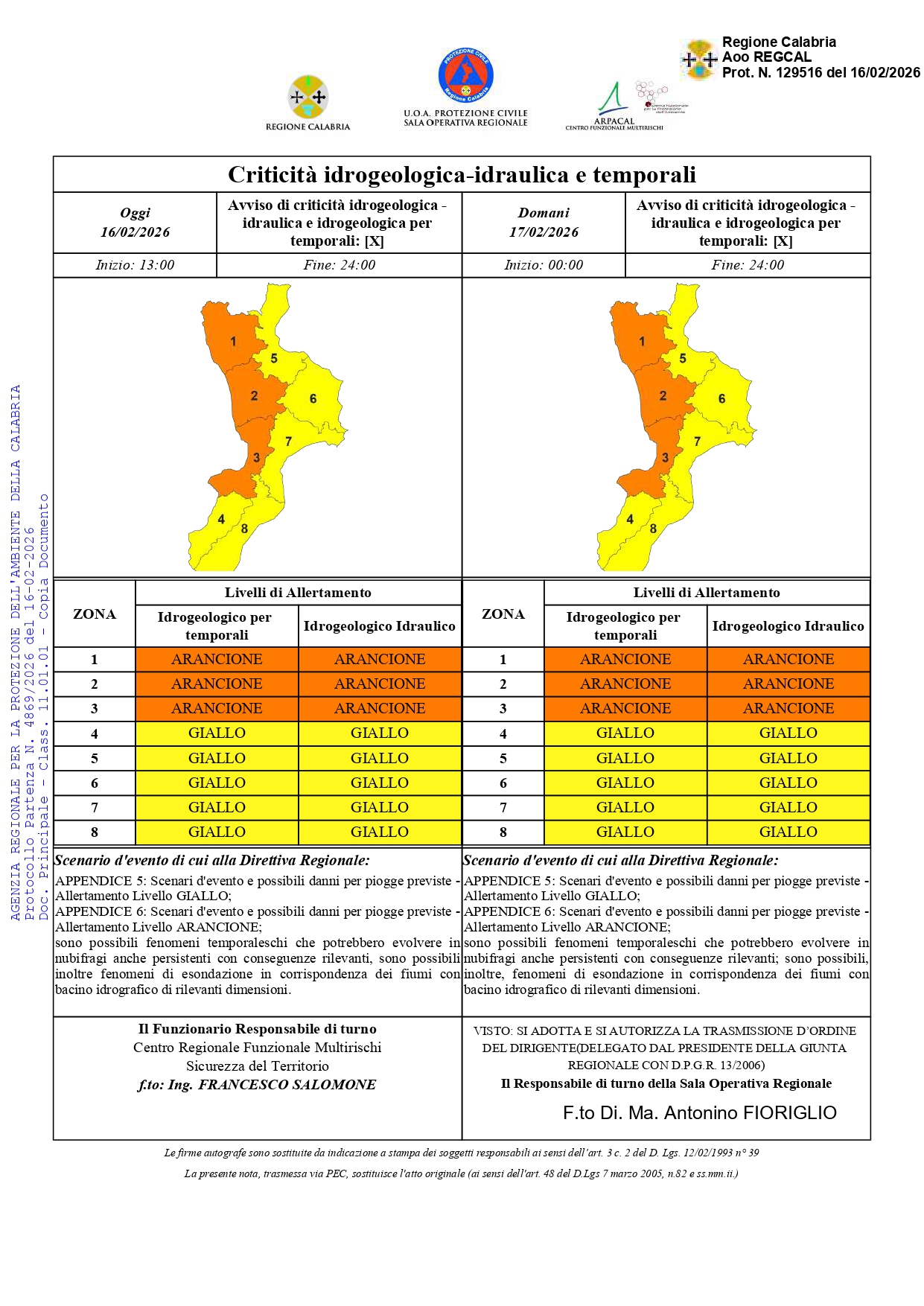 AVVISO DI ALLERTA METEO ARANCIONE - RACCOMANDAZIONI