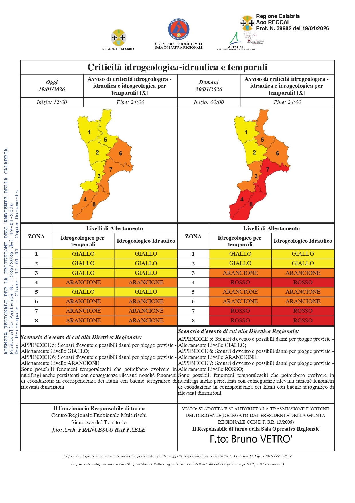ALLERTA METEO ARANCIONE - DOMANI 20 GENNAIO 2025